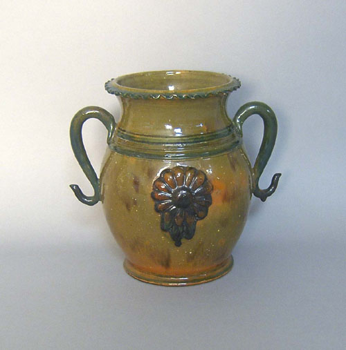 Appraisal: Stahl redware jar dated h Provenance Collection of Richard and