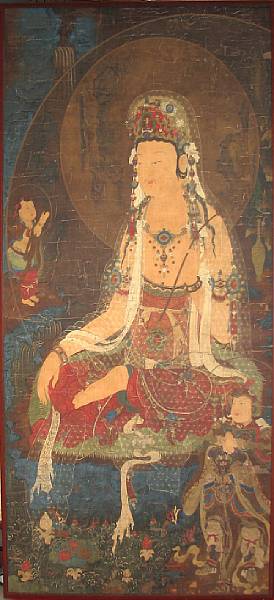 Appraisal: Property from another owner Guanyin Ink and color on silk