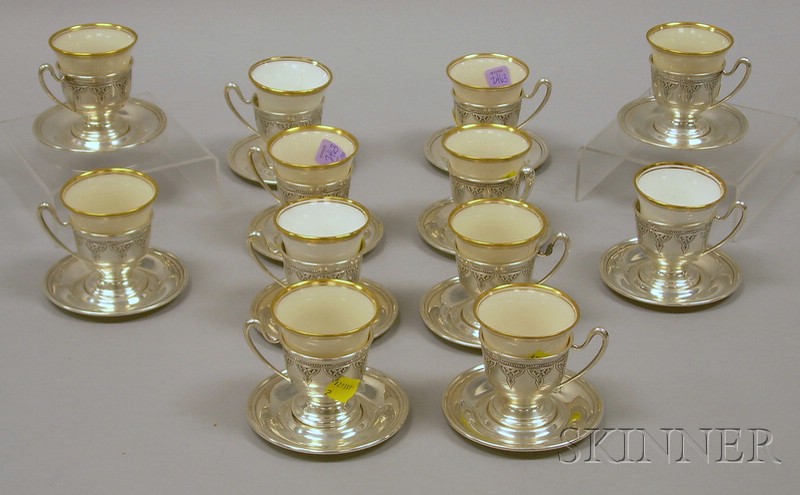 Appraisal: Twelve-Piece R Wallace and Sons Sterling Demitasse Set with Lenox