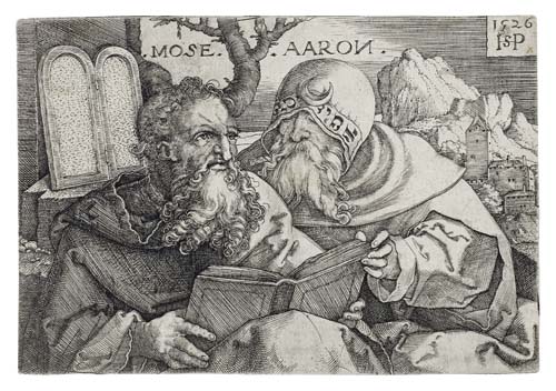 Appraisal: HANS SEBALD BEHAM Moses and Aaron Engraving x mm x