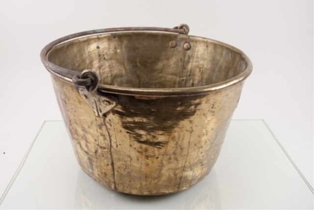 Appraisal: Large Antique Brass Bucket Round Overall wear tear to bottom