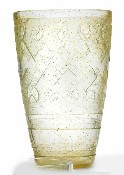 Appraisal: A Daum Nancy acid-cut-back pale yellow glass vase circa with