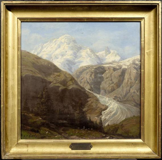 Appraisal: GEORGE JEAN PHILIPPE Geneva View of a glacier Oil on