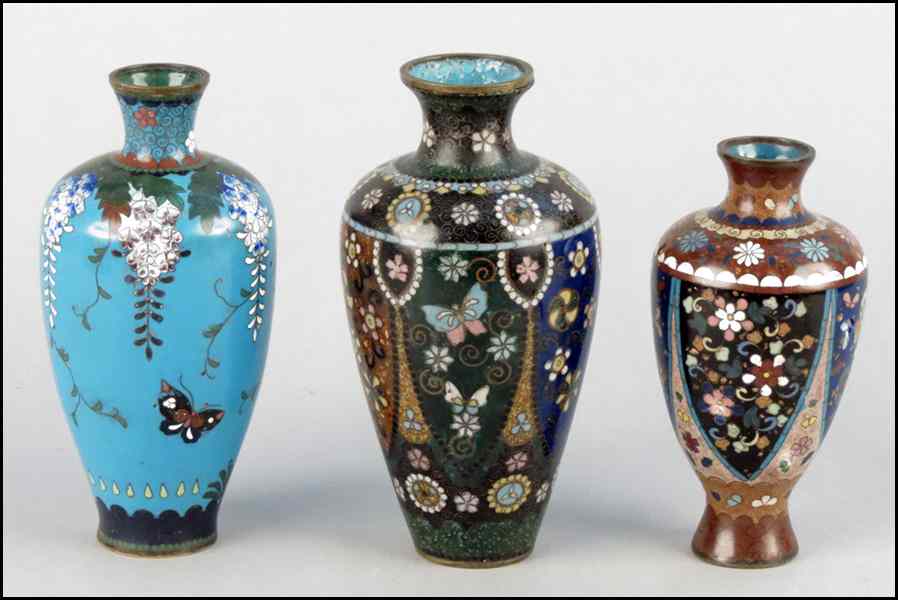 Appraisal: THREE CLOISONNE VASES Tallest Height '' Condition No Specific Condition