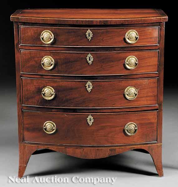 Appraisal: A Good Small George III Mahogany Bowfront Chest of Drawers