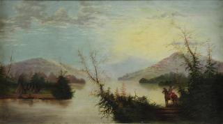 Appraisal: Unsigned th C Oil on Canvas Hudson River Scene with