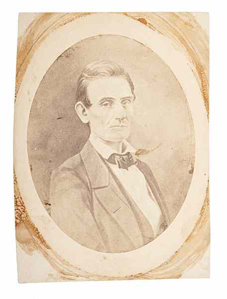 Appraisal: Abraham Lincoln Salted Paper Photograph by Samuel Fassett Oval-length salted