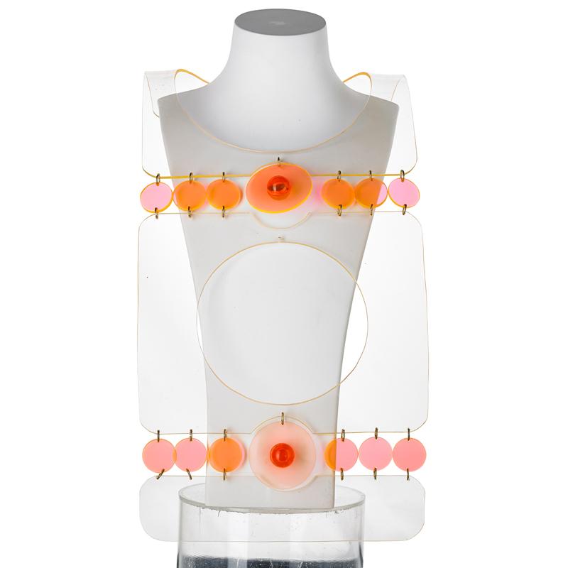 Appraisal: TWO KRIEGMAN KINETIC NECK PIECES Clear orange and pink or