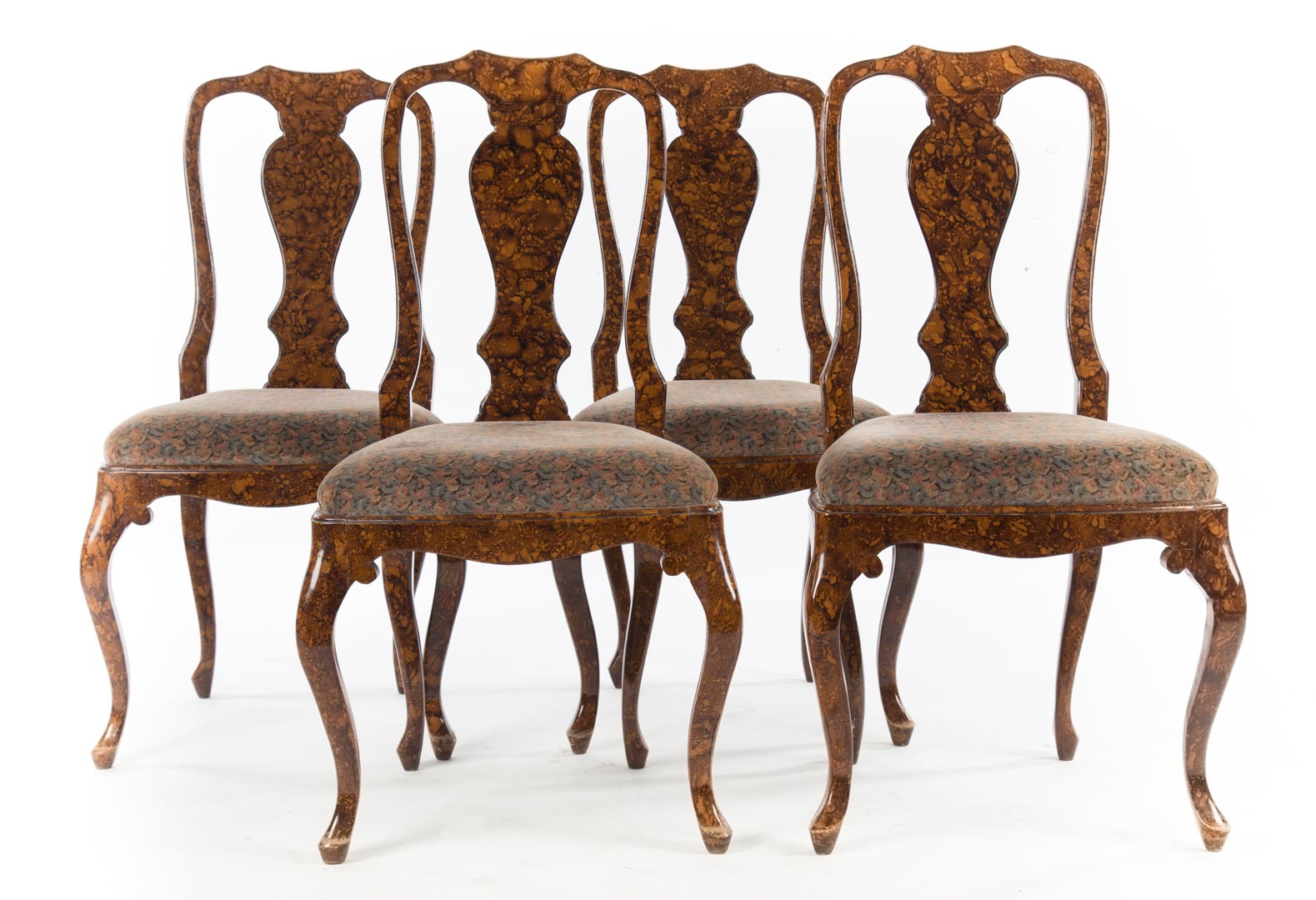 Appraisal: Four Spanish made Queen Anne style side chairs vasiform splats