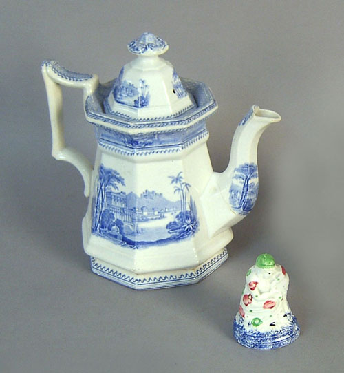 Appraisal: Ironstone teapot h and a porcelain figure h