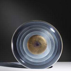 Appraisal: Stefano Toso b Sommerso Disk Sculpture glass signed 'Stefano Toso