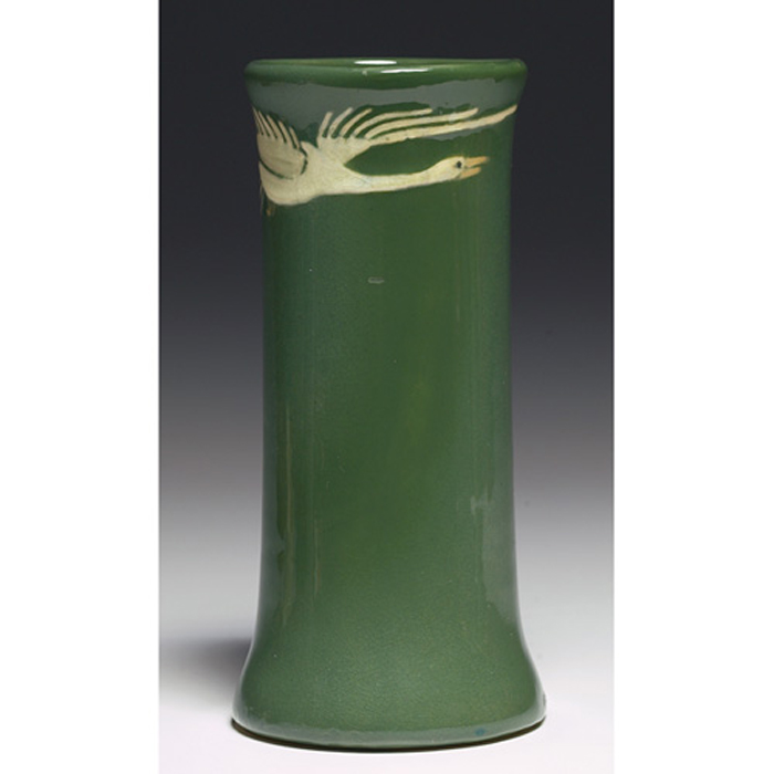 Appraisal: Weller Jap Birdimal vase painted bird in flight against a