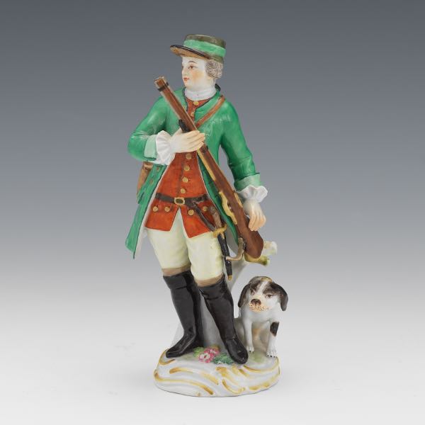 Appraisal: MEISSEN PORCELAIN FIGURE OF HUNTER AND DOG x x Porcelain