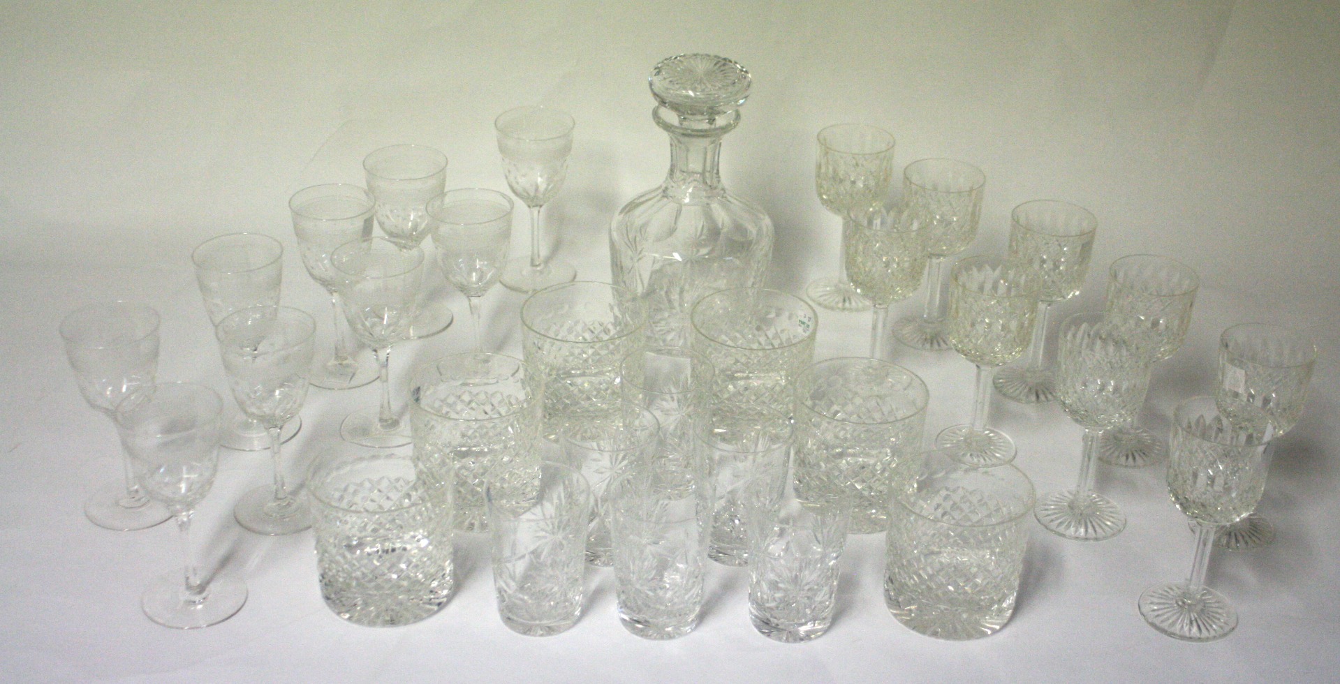 Appraisal: A set of nine Thomas Webb cut pattern wine glasses