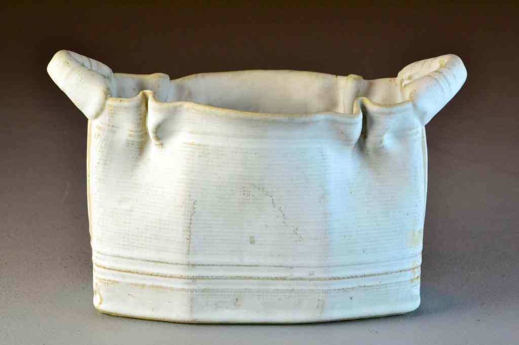 Appraisal: Stoneware Open Purse- Signed LeechMolded to depict a two handled