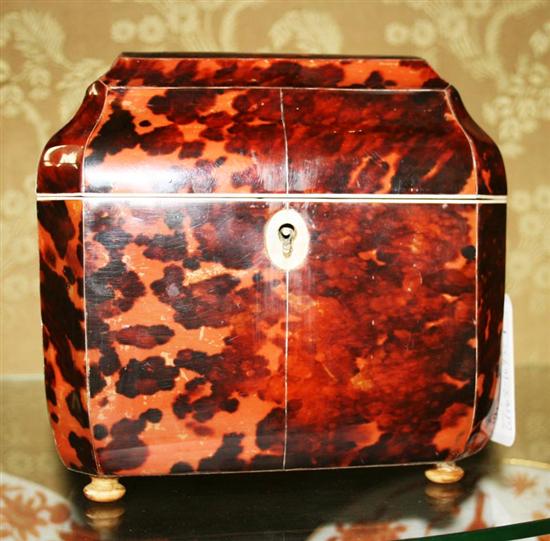 Appraisal: Regency style inlaid shell tea caddy casket form with coffered