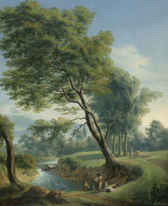 Appraisal: LAURENT JEAN - ANTOINE Baccarat - Epinal River landscape with