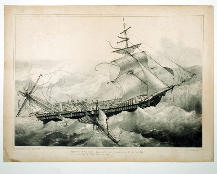 Appraisal: RARE PRINT OF THE quot APPEARANCE OF U S STEAMER