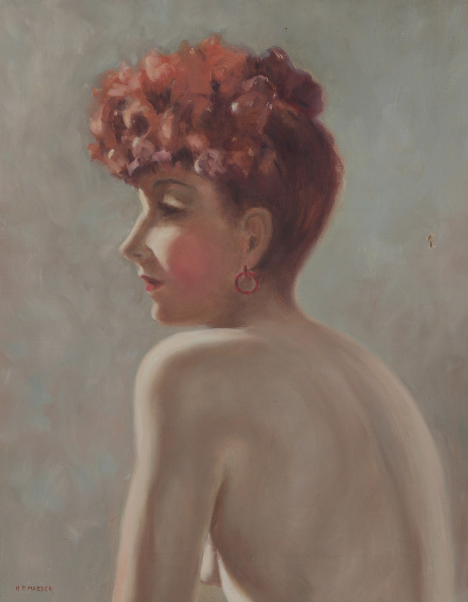 Appraisal: MAEDER Howard Potter American - Female Redheaded Nude Oil Canvas