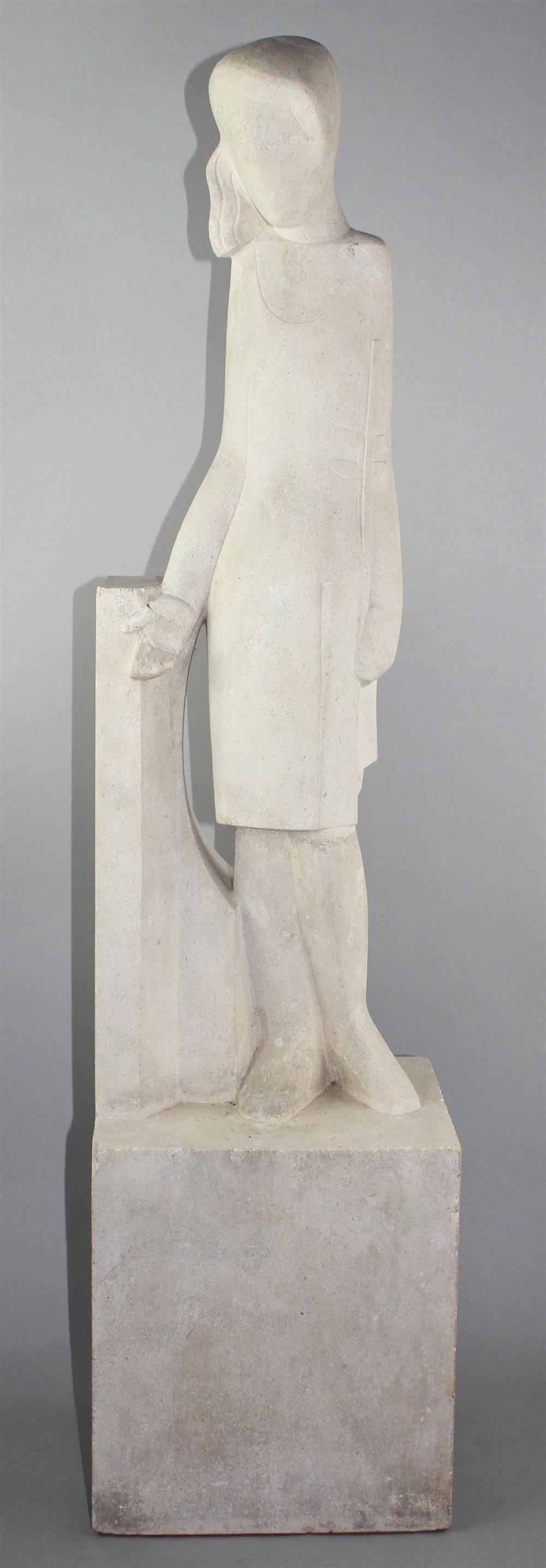 Appraisal: STONE FIGURE OF 'L'ARCHITECTURE' BY JOSEPH CSAKY - CIRCA signed