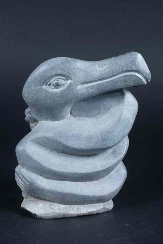 Appraisal: PACIFIC NORTHWEST CARVED STONE FIGURE OF PELICAN Signed S Noala