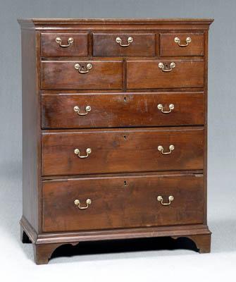 Appraisal: Pennsylvania or Southern tall chest walnut with poplar secondary three-over-two-over-three