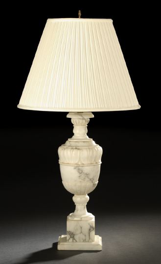 Appraisal: Italian Carved Alabaster and Veined Carrara Marble Table Lamp of