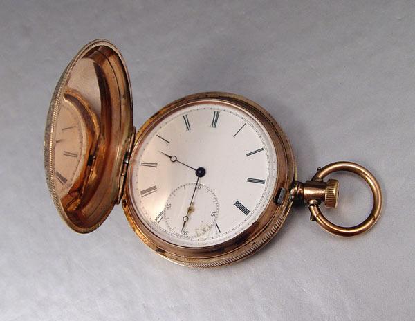 Appraisal: KEY WIND POCKET WATCH CA Hunters case size Swiss made