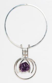 Appraisal: A Modernist Sterling Silver and Amethyst Collar Necklace Circa dwts