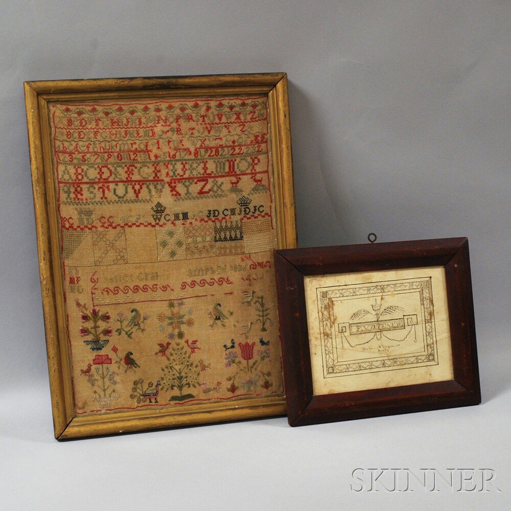 Appraisal: Tenny Birth Record and a Needlework Sampler early th century