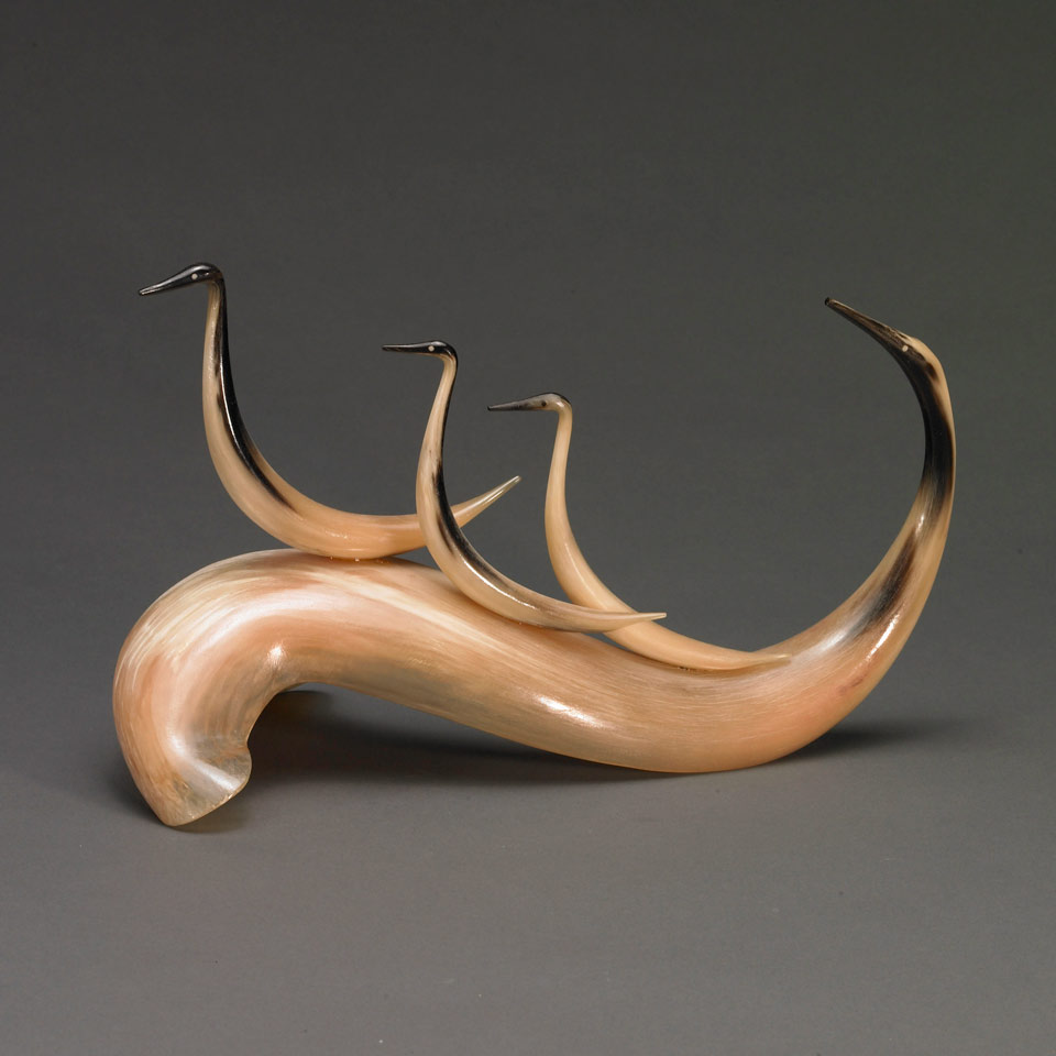 Appraisal: JOE APIAN - W - Sachs Harbour BIRDS musk-ox horn