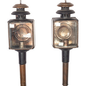 Appraisal: A Pair of Copper and Tin Carriage Lanterns th Century