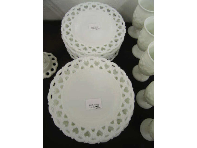 Appraisal: Milk Glass Plates Fancy Openwork