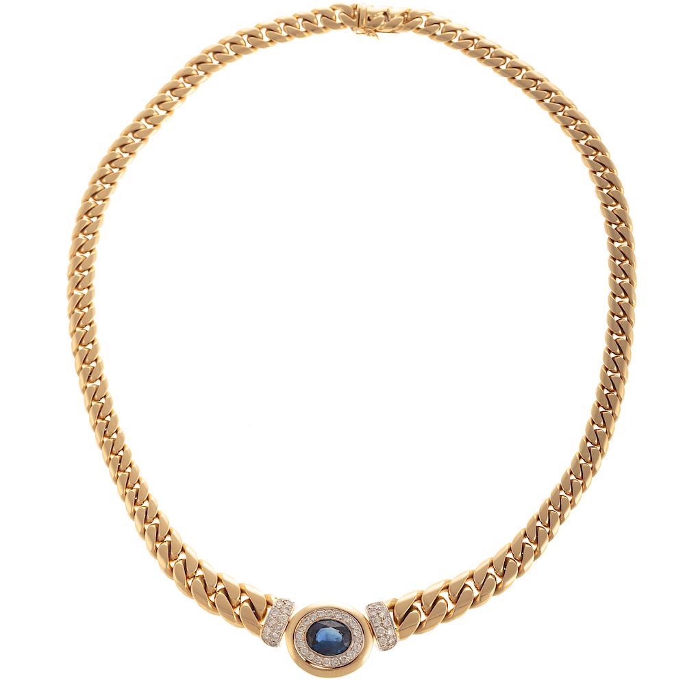 Appraisal: A Ladies Sapphire Diamond Necklace in K K yellow gold