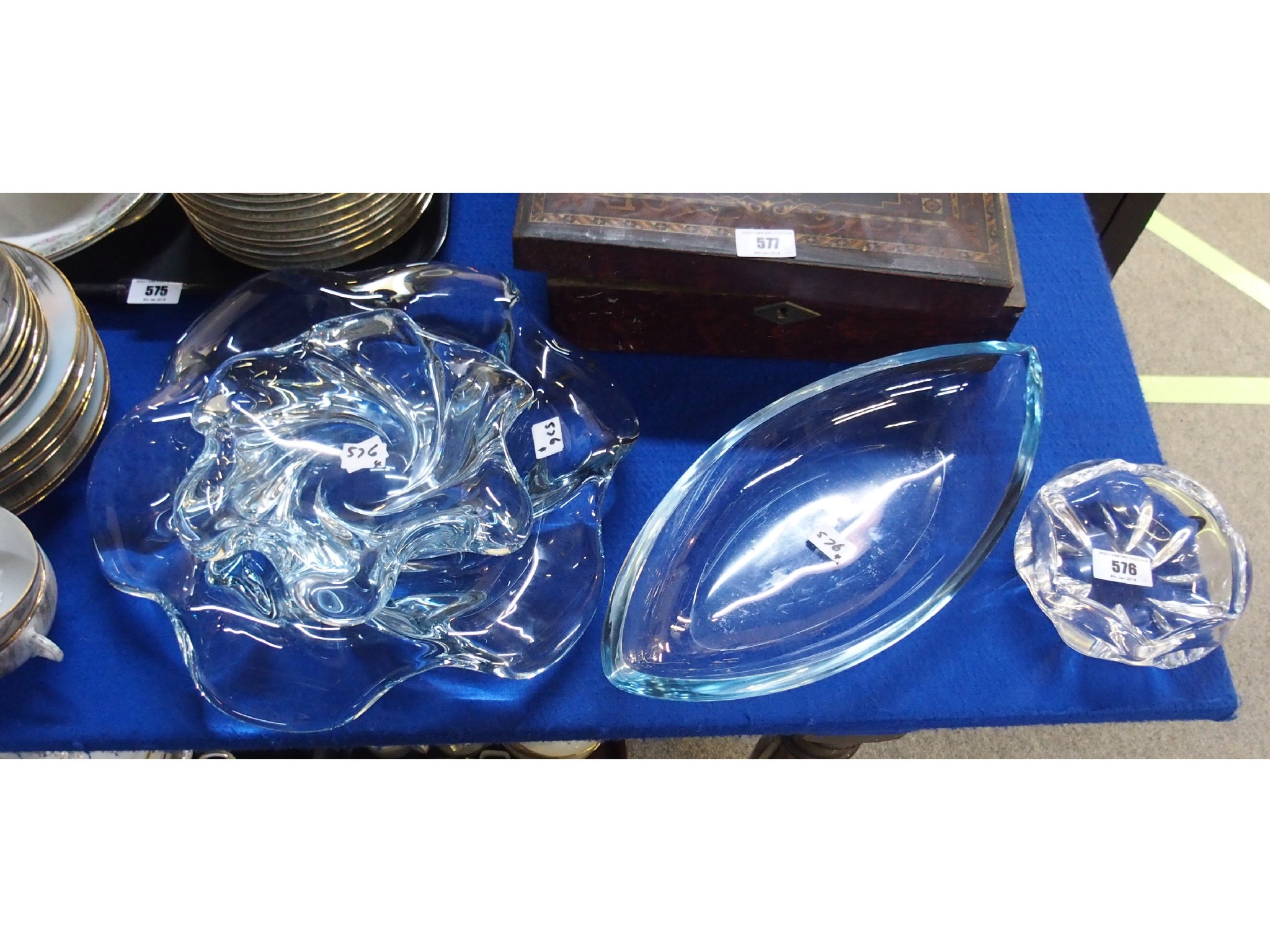 Appraisal: Four Orrefors heavy art glass dishes