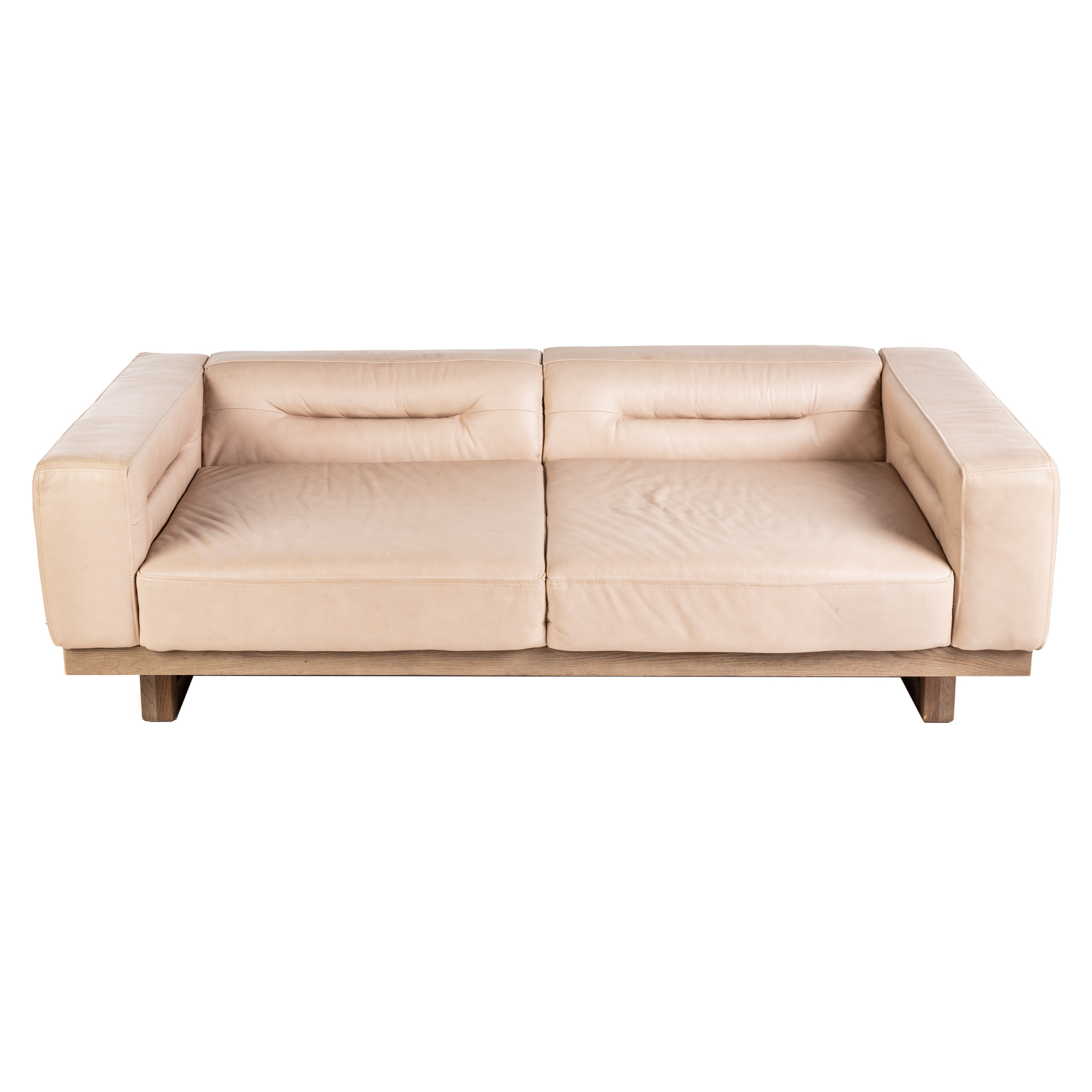 Appraisal: RESTORATION HARDWARE LEATHER DURELL SOFA Contemporary leather sofa on handcrafted