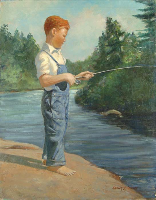 Appraisal: ARTHUR R SAFFORD American - THE LITTLE FISHERMAN Unframed oil