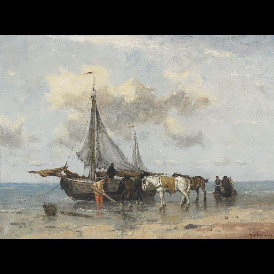 Appraisal: Johan Frederick Cornelis Scherrewitz - Dutch SHELL FISHERS Oil on