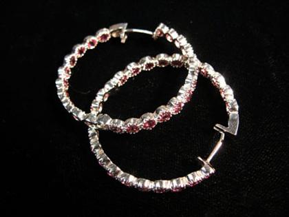 Appraisal: Pair of karat white gold hoop earrings th century Circular