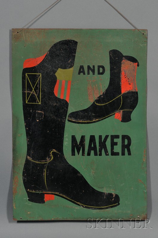 Appraisal: Painted Tin Boot and Shoemaker's Trade Sign America late th