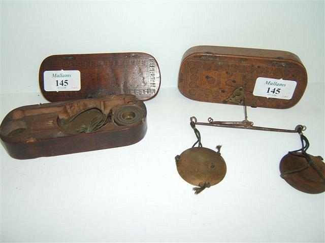 Appraisal: A SET OF TH CENTURY STEEL AND BRASS COIN SCALES