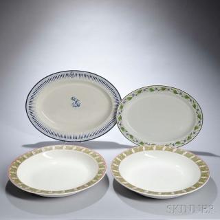 Appraisal: Four Wedgwood Queen's Ware Platters England c two ovals a