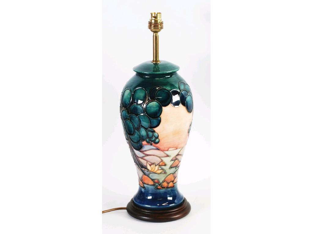 Appraisal: A MODERN MOORCROFT 'MAMOURA' PATTERN TUBE LINED POTTERY LAMP BASE