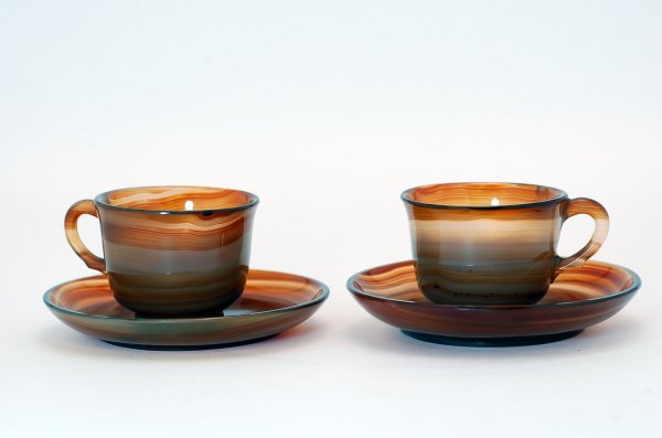 Appraisal: Pair of agate demitasse cups and saucers late th century