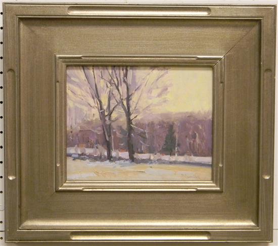 Appraisal: David Lussier oil on panel Winter Light snow scene with