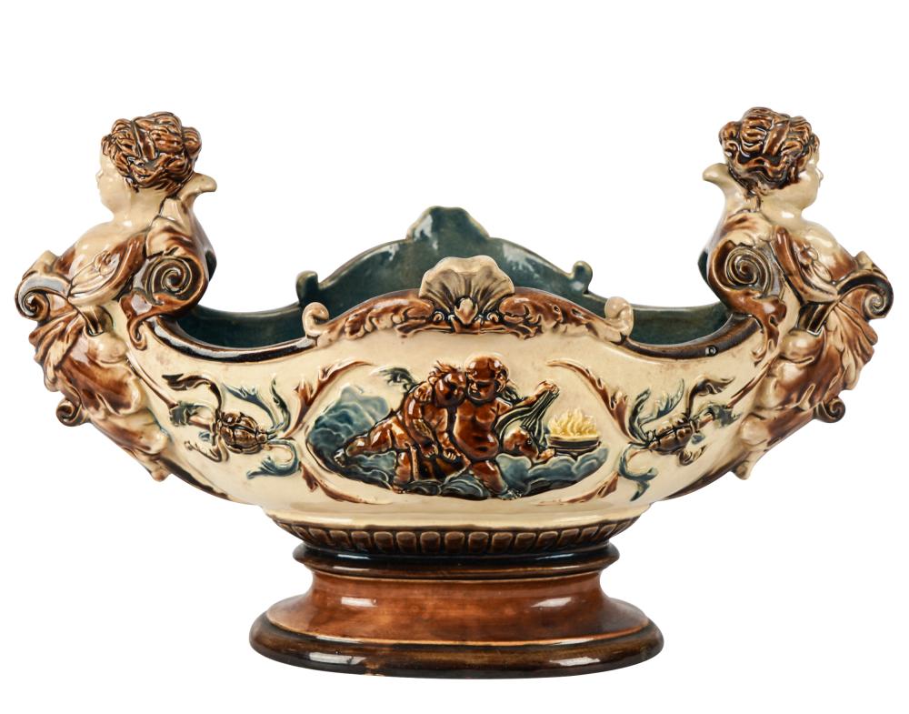 Appraisal: GERBING STEPHAN MAJOLICA JARDINIERE - Bohemia impressed mark G ST