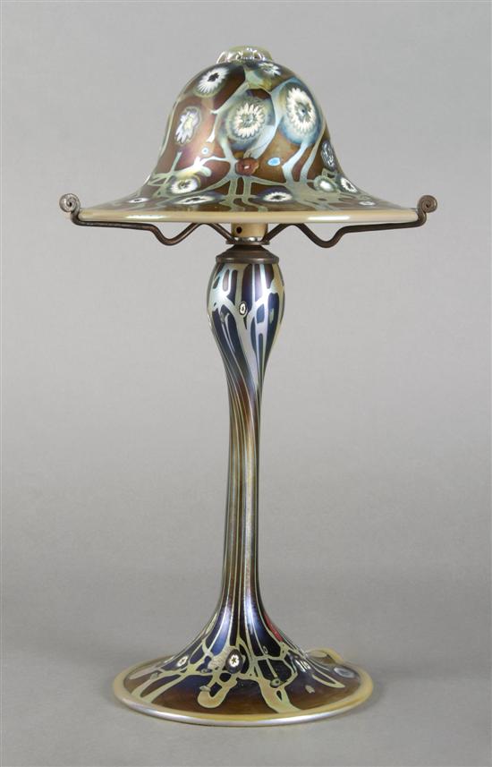 Appraisal: A Carl Radke Iridescent Glass Lamp Height inches