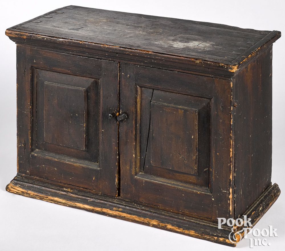 Appraisal: New England painted pine table top cupboard New England painted