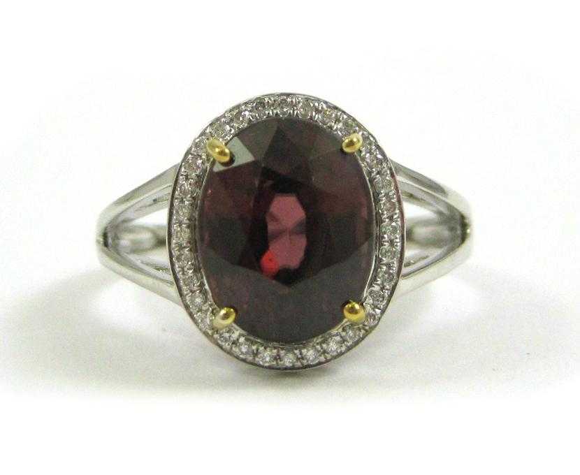 Appraisal: RED ZIRCON DIAMOND AND WHITE GOLD RING The k white