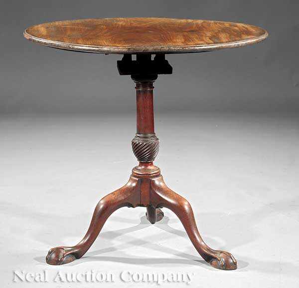 Appraisal: A George III Mahogany Tilt-Top Tea Table th c figured